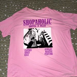 Fashion Nova Pink Tee with Purple Accents